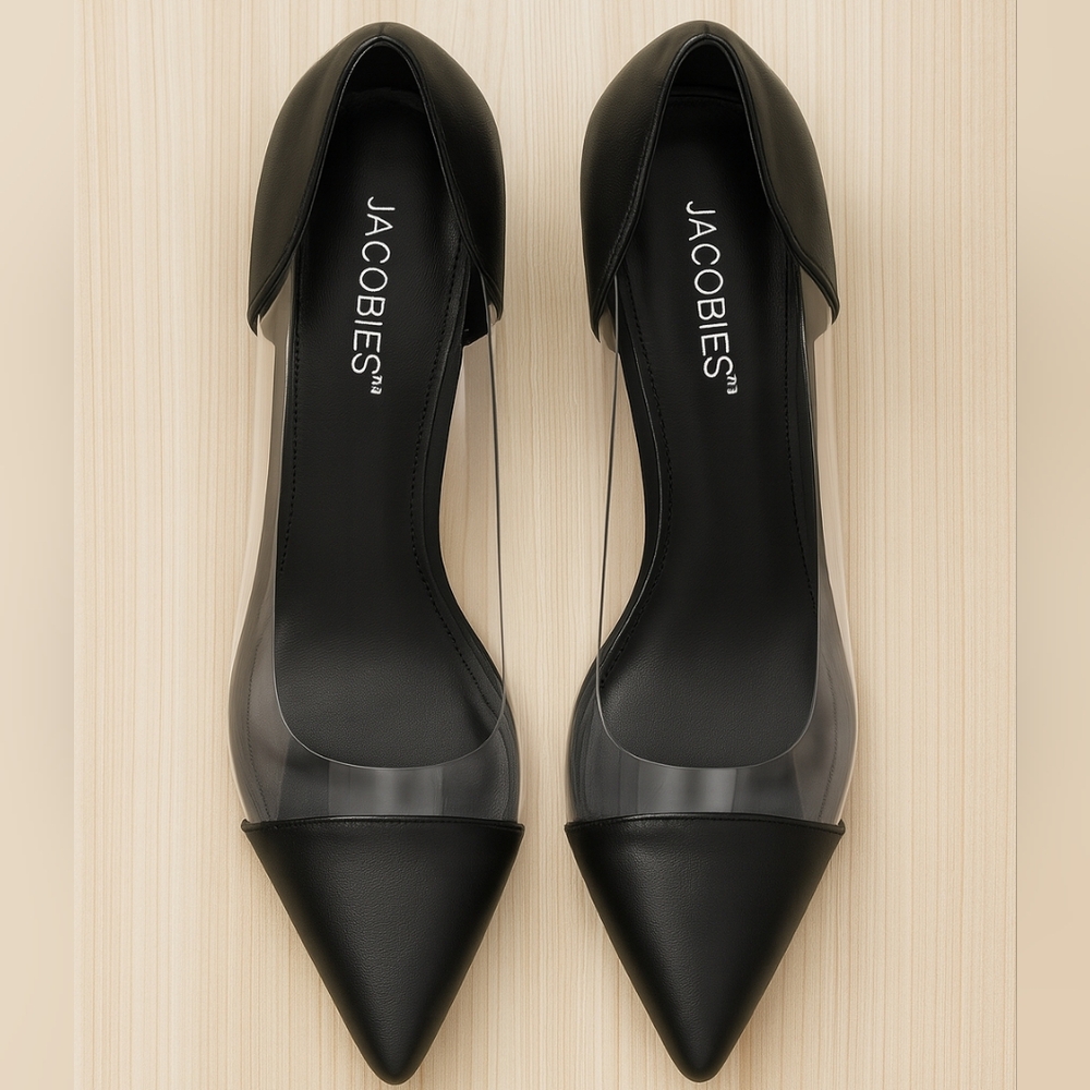 Jacob Women's Black and Clear Heels